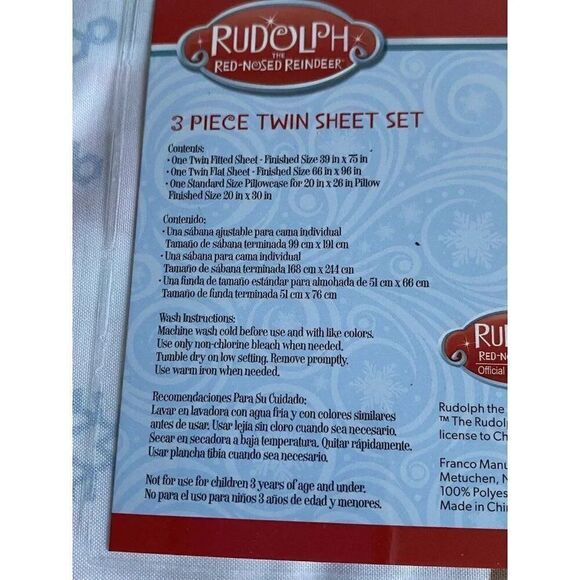 RUDOLPH The Red-Nosed Reindeer TWIN  Size Sheet Set Holiday Christmas NEW - Picture 6 of 11
